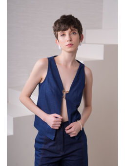 The Dapper Lady - Denim Dusk Blue Top