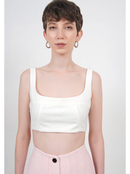 The Dapper Lady - Cloud White Crop Top