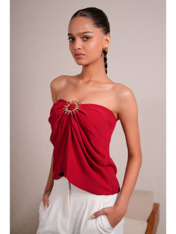 The Dapper Lady - Scarlet Drape Red Top