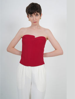 The Dapper Lady - Scarlet Asymmetric Red Top