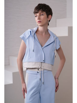 The Dapper Lady - Mist Crop Blue Overshirt