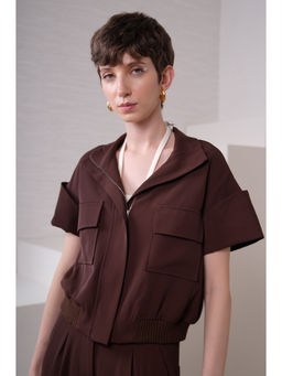 The Dapper Lady - Cocoa Solid Brown Overshirt