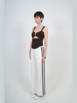 The Dapper Lady - Cloud Stripe White Pant