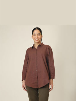 Saltpetre - Coffee Brown Solid Oversized Shirt