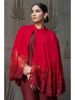 MAULI CASHMERE - Floral Inlay Lace Cape