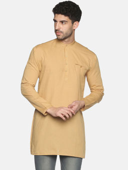 SHOWOFFFF - Mens Casual Beige Slim Fit Full Kurta