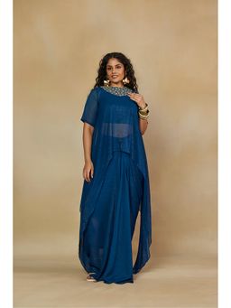 Mamicha - MamichaEmbroidered Teal Blue 3 Piece Co-ord Set