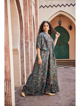 Mamicha - Elegant Printed Kaftan Dress With Mirror Work