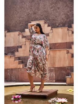 Mamicha - V Neck Kaftan Dress With Embellished Belt (Set of 2)