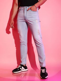Campus Sutra - Men Classic Light Blue Washed Regular Fit Denim Jeans