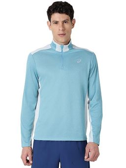 ASICS - Blue Two Tone Half Zip Ls T-shirt