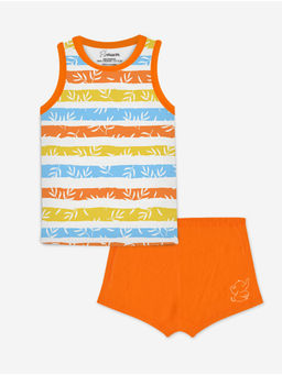 Snugkins - Sleeveless Multicolor Top And Shorts Set-stripes (Set of 2)