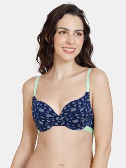 Zivame - Hand Drawn Push-Up Wired Medium Coverage Bra - Medieval Blue