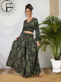 BOHOLYFE - Aurora Onyx Crop Top with Palazzo