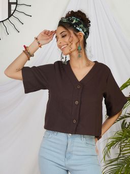 BOHOLYFE - Amara Cocoa Boho Crop Top