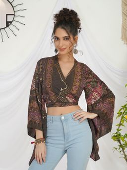 BOHOLYFE - Marisela Plum Boho Tie Crop Top