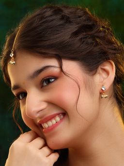 Ruby Raang Studio - Double Color Drops Maang Tikka with Earrings