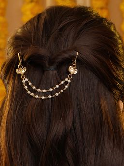 Ruby Raang Studio - Pearl Kundan Hair Pin
