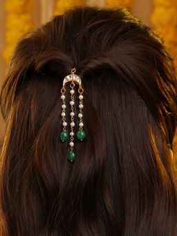 Ruby Raang Studio - Chanda Pearl Kundan Droppings Hair Pin