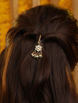 Ruby Raang Studio - Hair Flower Kundan Pearl Hair Pin