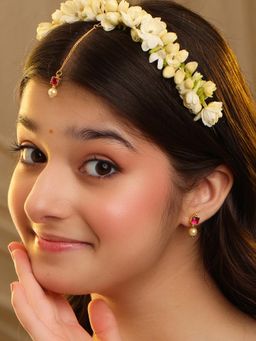 Ruby Raang Studio - Blush Pearl Kundan Ruby Accent