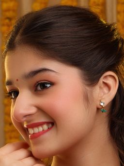 Ruby Raang Studio - Diamond Pearl Kundan Dangling Earrings