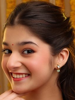 Ruby Raang Studio - Diamond Pearl Kundan Dangling Earrings