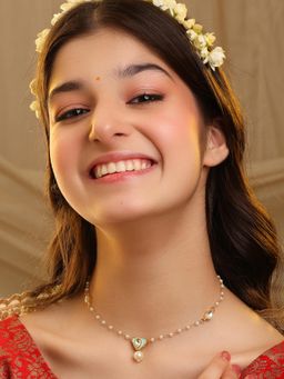 Ruby Raang Studio - Sheesh Mahal Blue Kundan Necklace