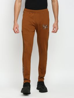 FITZ - Cotton Polyester Slim Fit French Terry Knit Joggers For Mens - Brown