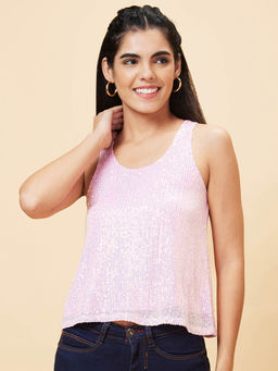 Globus - Women Pink Embellished Round Neck Party Top