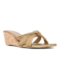 Inc.5 - Womens Gold Party Wear Wedges Heels