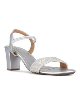 Inc.5 - Womens Silver Ethnic Embellished Round Toe Block Heels