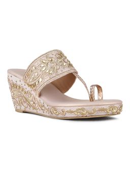Inc.5 - Womens Rose Gold Ethnic Embellished Round Toe Wedges Heels