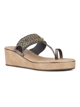 Inc.5 - Womens Grey Ethnic Embellished Wedges Heels