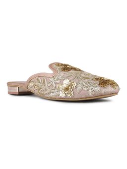 Inc.5 - Womens Pink Ethnic Embellished Mules