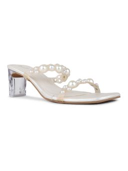 Inc.5 - Womens White Ethnic Embellished Block Heels