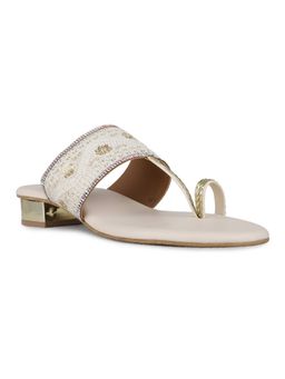 Inc.5 - Womens White Ethnic Embellished Block Heels