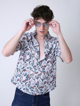 BLNK - Multi-Color Floral Printed Textured Short Sleeve Shirt