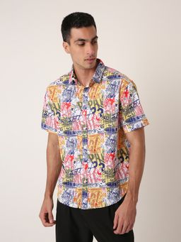 BLNK - Multi-Color Men Multicolor Print Short Sleeve Casual Shirt