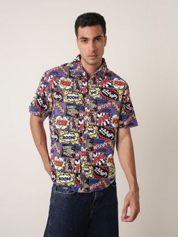 BLNK - Multi-Color Multicolor Print Short Sleeve Casual Shirt