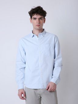 BLNK - Oxford Vertical Striped Casual Blue Shirt