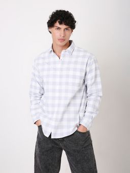BLNK - Grey Men Checkered Cotton Grey Shirt