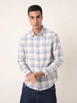 BLNK - Blue Men Checkered Cotton Shirt