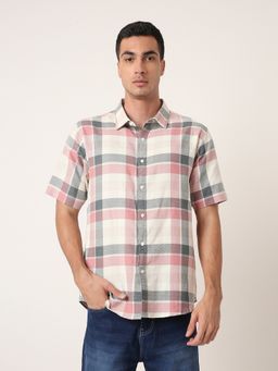 BLNK - Pink Textured Checkered Cotton Shirt