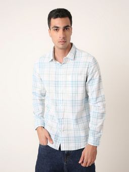 BLNK - Blue Classic Cotton Checkered Casual Blue Shirt