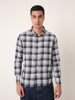 BLNK - Black Classic Cotton Checkered Casual Black Shirt