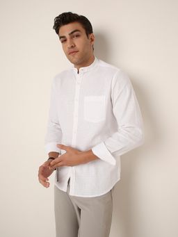 BLNK - White Premium Cotton Mandarin Collar White Shirt