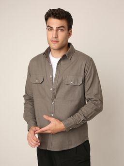 BLNK - Grey Premium Cotton Utility Grey Shirt