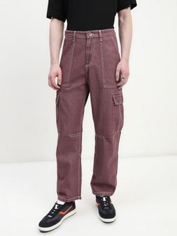 necked - Men Brown Relaxed Fit Cargo Pant