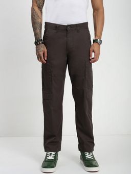 necked - Men Brown Relaxed Fit Cargo